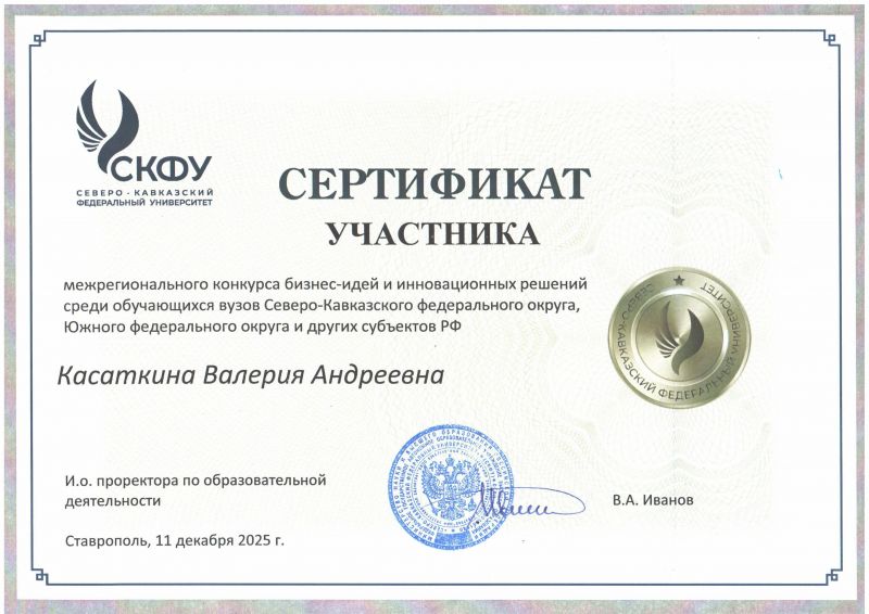 Сертификат Касаткина